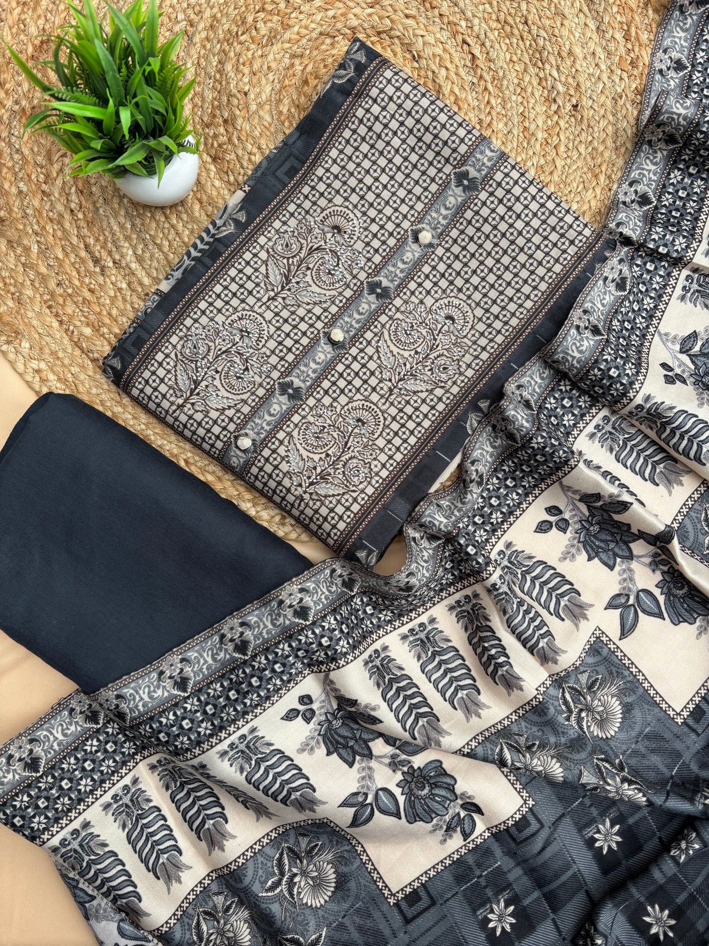 Vedanta Printed Pashmina Suit set
