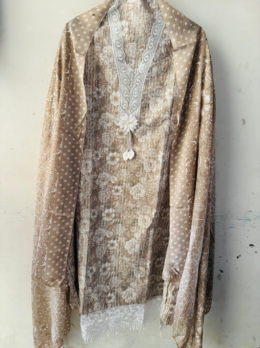 Lace Detaling Suit set in Cotton Muslin
